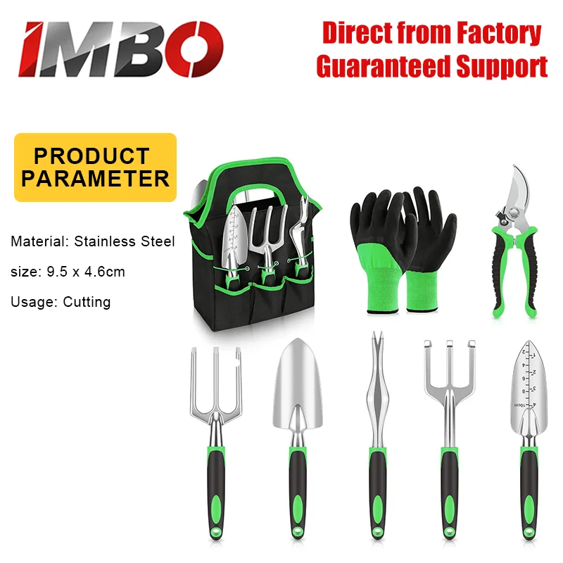 

Полный набор садовых инструментов из 8 предметов из нержавеющей стали с секатором, перчатками и сумкой для хранения для посадки и прополки