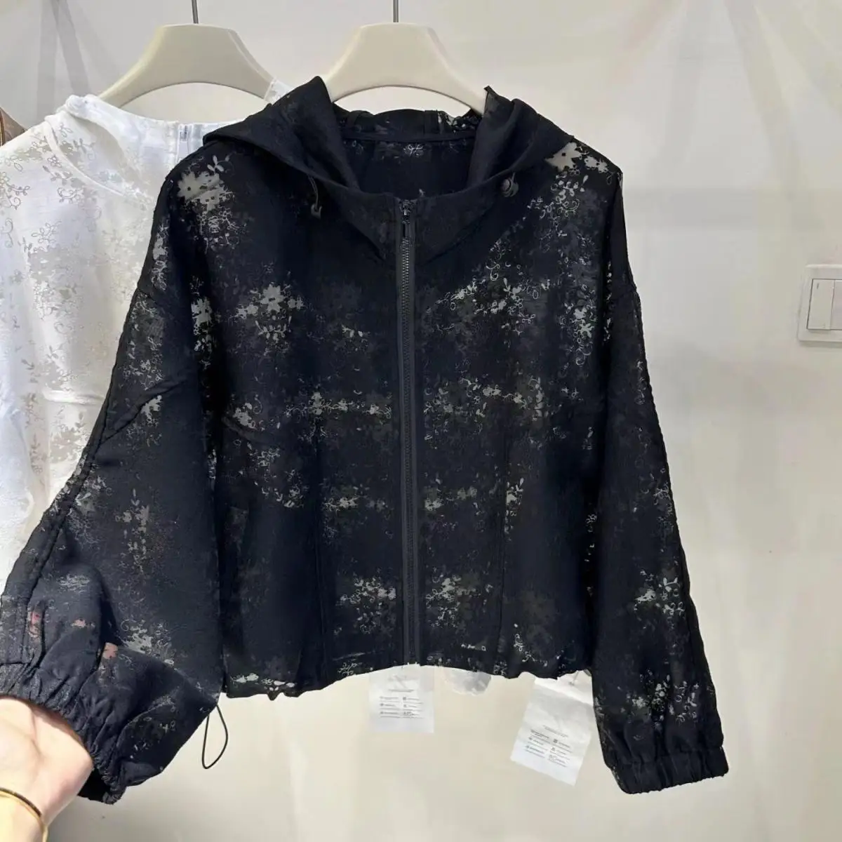 

Женская кружевная элегантная солнцезащитная куртка на молнии, весенне-летние куртки, свободное пальто, верхняя одежда в стиле ретро