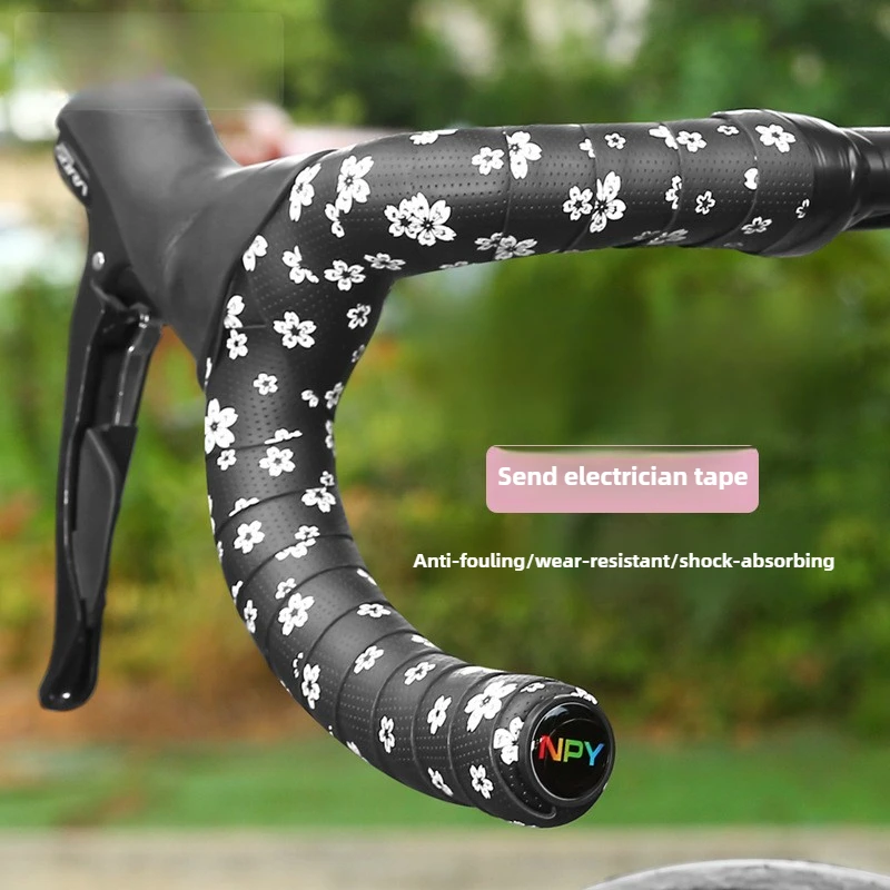

2pcs High Elastic EVA Bicycle Handlebar Tape Camouflage Anti-Slip Damping Cycling Road Bike Handle Belt Wraps with Bar End Plugs