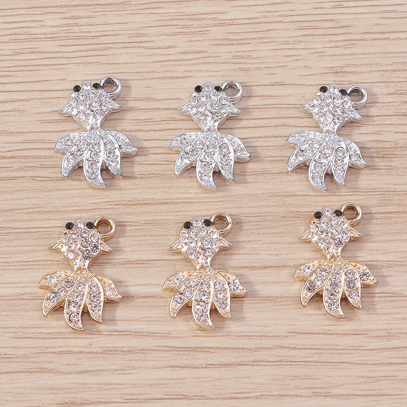 

10pcs 14x20mm Cute Crystal Fish Charms Pendants for Jewelry Making Drop Earrings Necklace Bracelets Accessories DIY Crafts Gifts