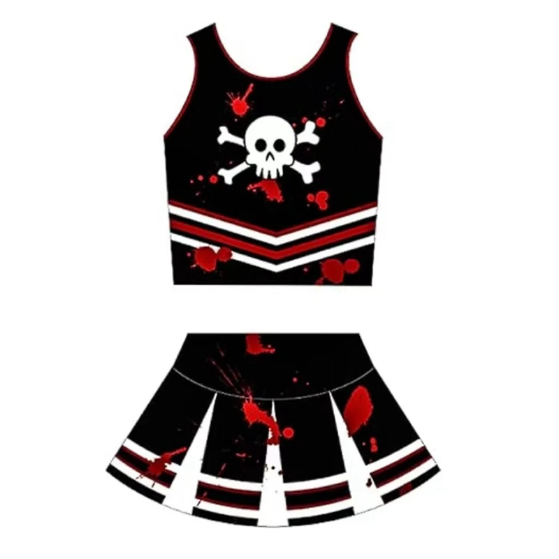 Cheerleader Childs Skirt Set Halloween Party Costumes Pirate Outfit Kids Girls Digital Printing Suit Dancewear