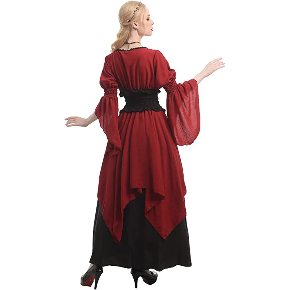NEW European Medieval Renaissance Dress Flare Sleeve Princess Queen Dress Cosplay Costumes Carnival Ball Gown Cosplay Clothes