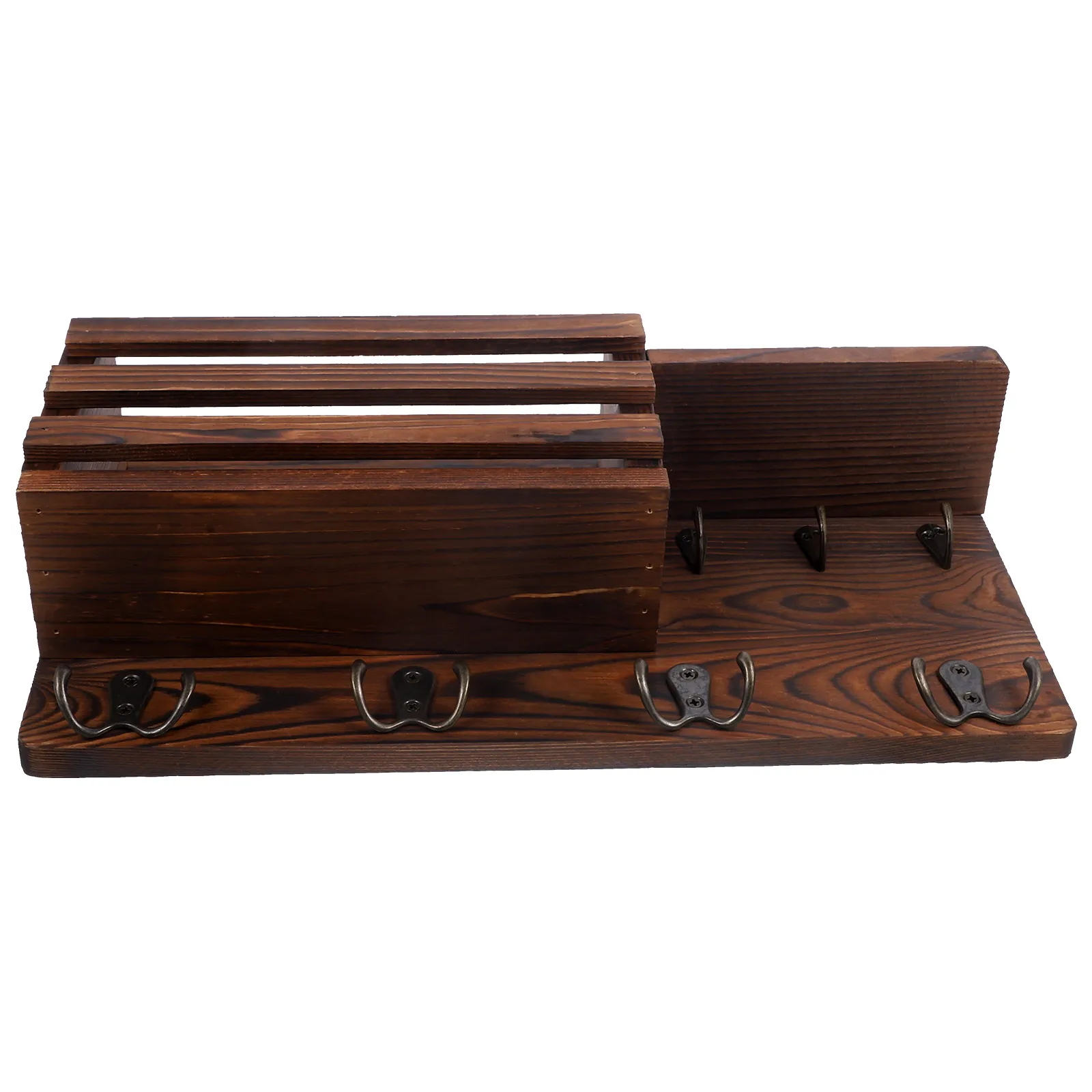 

Wall Key Holder Wood Keyholder Mount Multi-functional Storage Bracket Porch Organizing Shelf Home Rustic Mail Sorter Wall