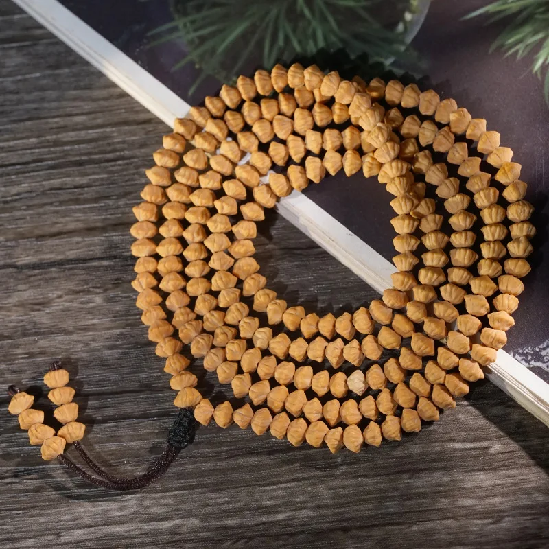 Golden Leaf Lotus Bodhi Seed Bracelet/Necklace: Premium Jiuhua Mountain Money Prayer Beads, Unisex Gifts