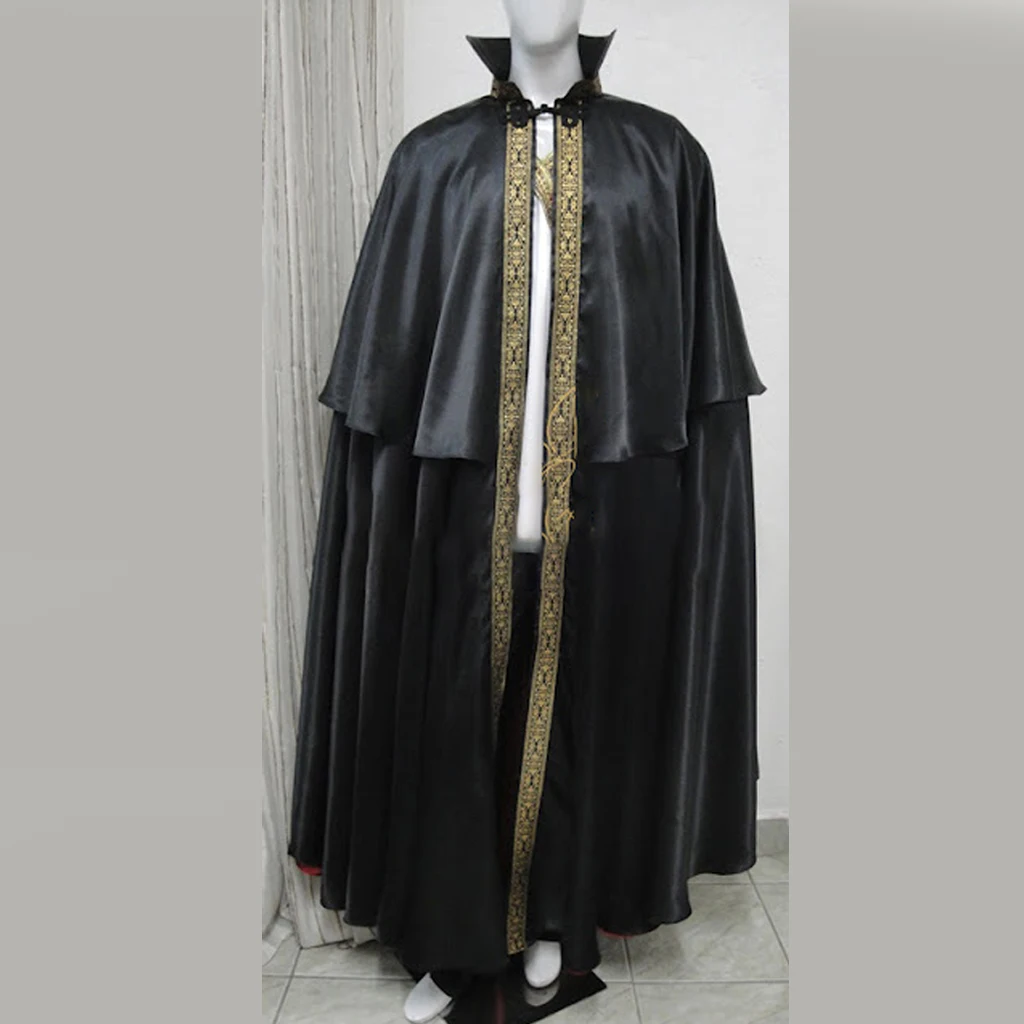 Medieval Gothic Stand Collar Cloak King Prince Cospaly Cloak Festive Black Kings Cape Halloween Carnival Party Velvet Cloak