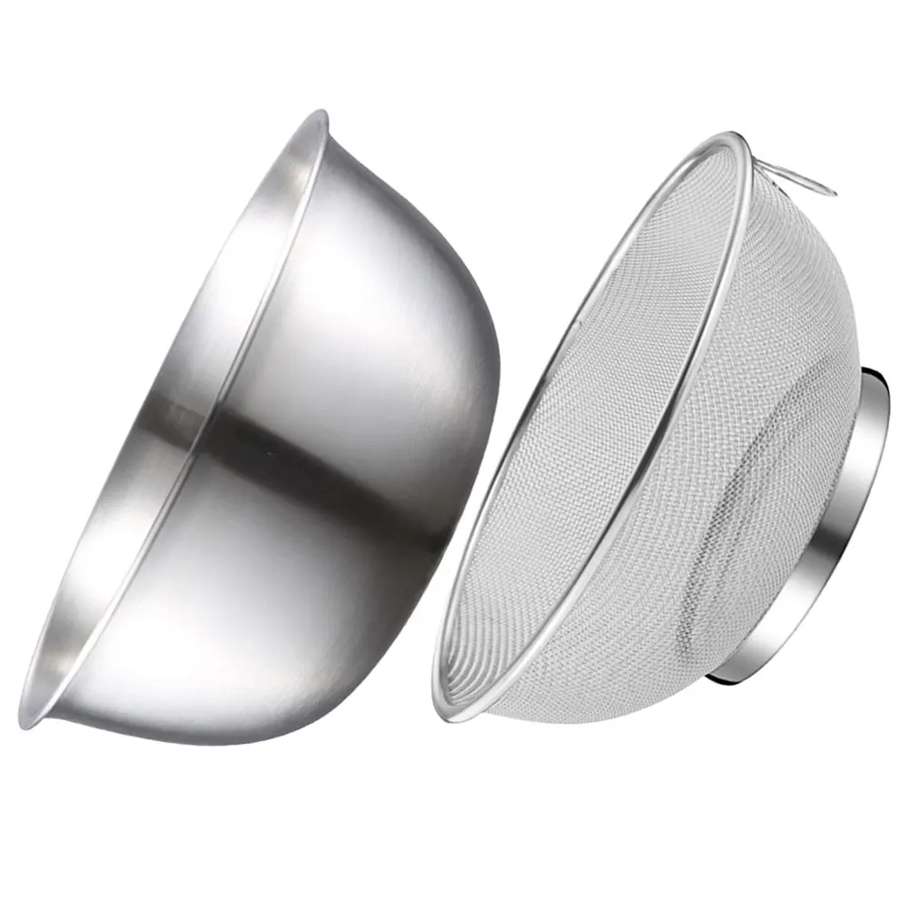 

2pcs 19CM Basin 18CM Mesh Strainer Stainless Steel Drain Basket for Rice Washing Vegetable Fruit Kitchen Tool Fine Mesh Drainer