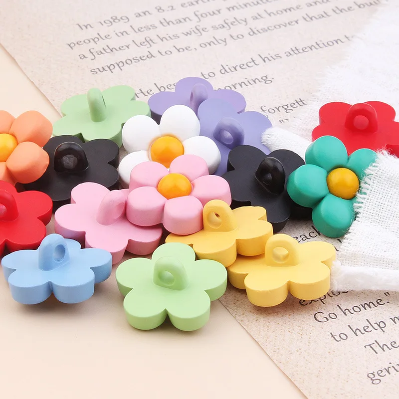 10pcs Colorful Flower Cartoon Buttons Children\'s Coat Button 15/18mm Baby Kids Clothes Decor Diy Sewing Wedding Applique Crafts