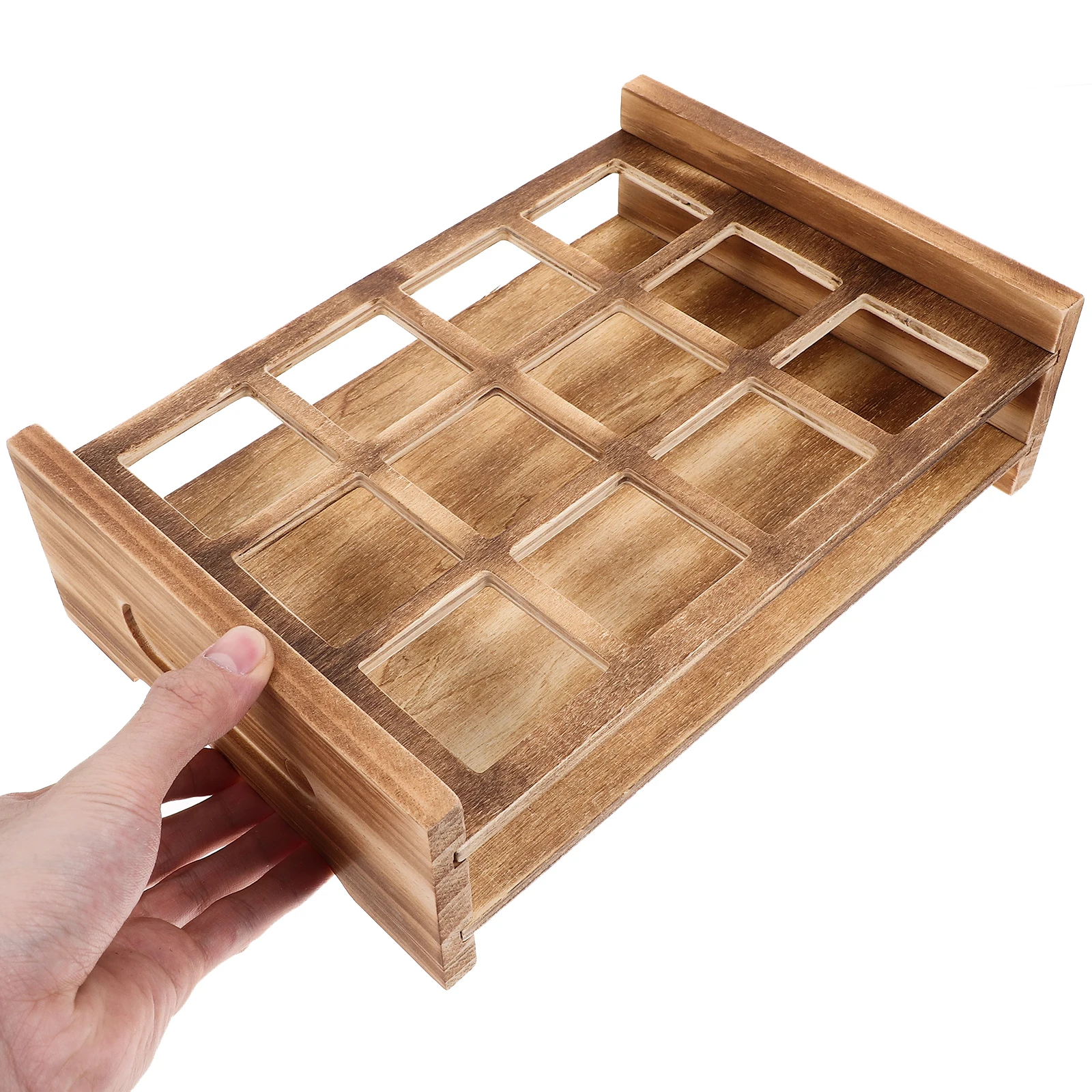 

Shot Glasses Serving Tray Wooden Wine Rack Cup Holder Display Stand Beverage Bottle