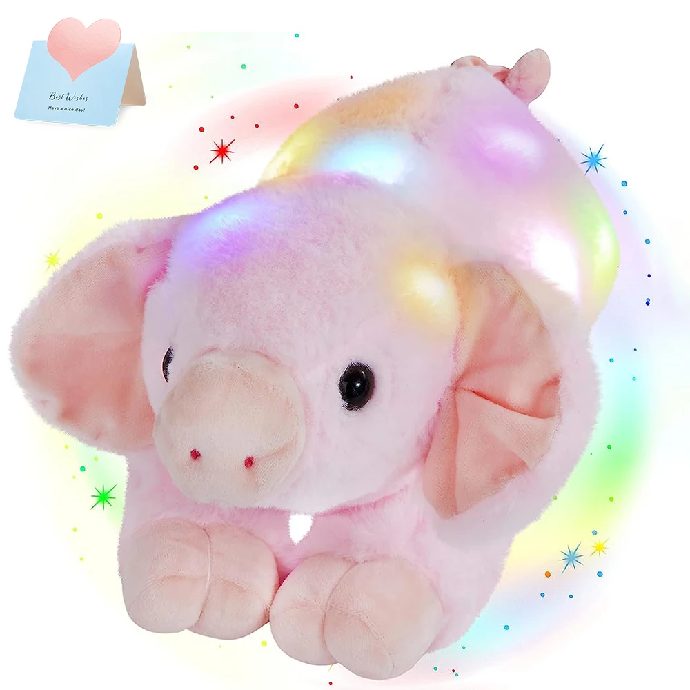 

30cm Pig Plush Toys Stuffed LED Glowing Piggy Throw Pillow Cute Lying Down Animals Sleeping Cushion Gifts for Girl Baby Birthday