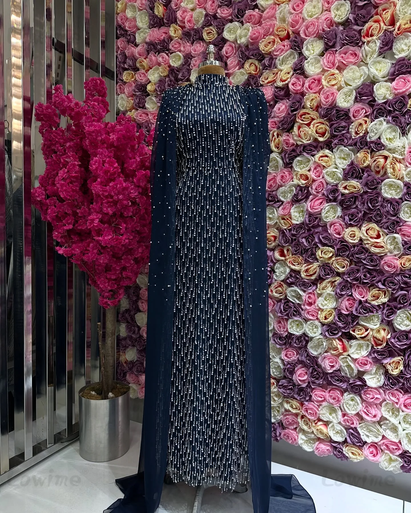 

Темно-синее вечернее платье по индивидуальному заказу, жемчужное шалфейное, черное, цвета слоновой кости, вечерние платья с накидкой и рукавами, прямые арабские платья для выпускного вечера