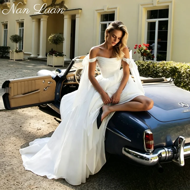26 Styles Soft Flowy Chiffon Bridal Gown Strapless Off Shoulder Wrap Ruched A Line Skirt Vestidos de Novia Customized