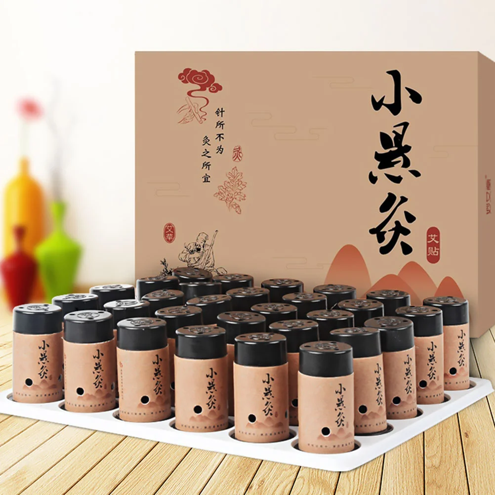 Moxibustion Box Moxa Cone Burner Holder Household Care Brown Case Therapy Sticker