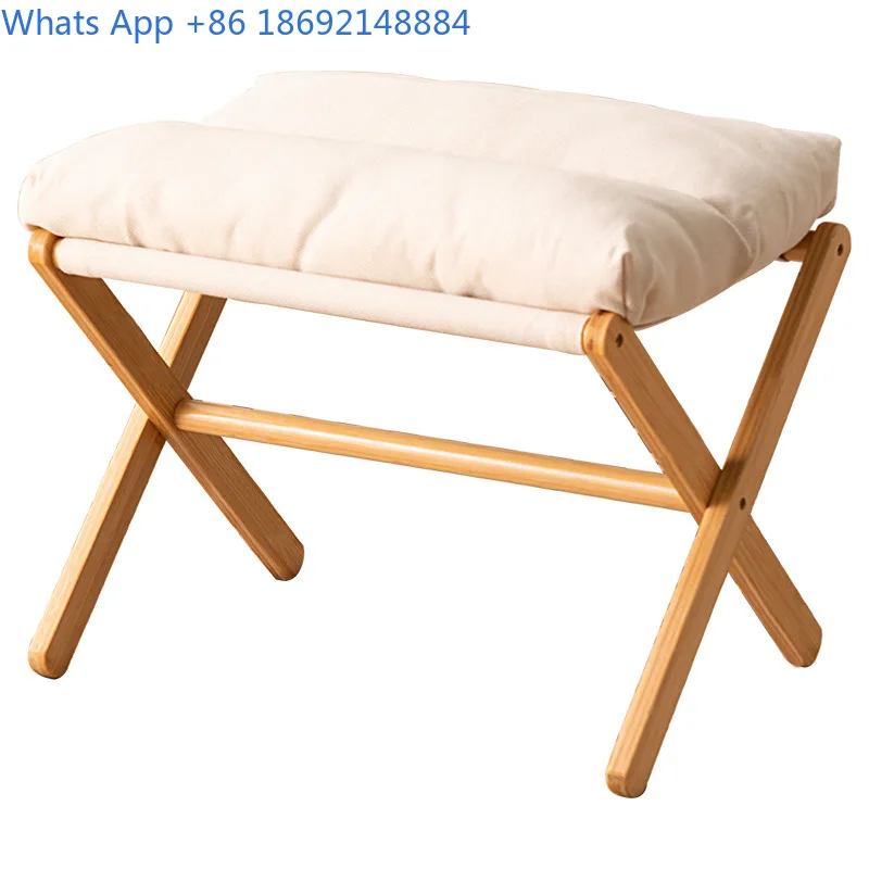 Solid Wood Portable Folding Stool for Home Living Room Outdoor Use Simple Footrest