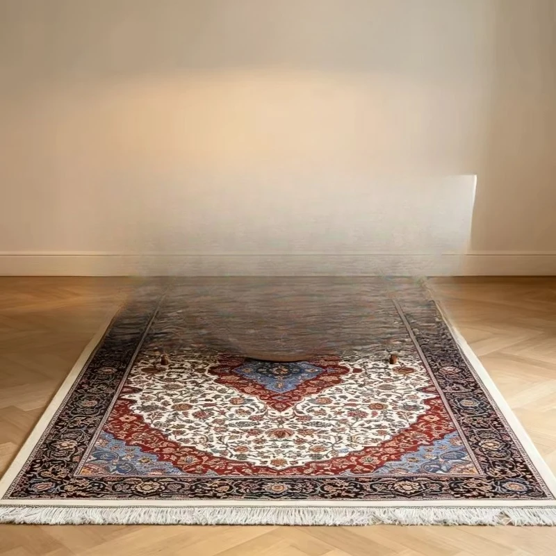 White Persian Modal Carpet Classic Floral Pattern Trimmed Oriental Carpet Suitable for Living Room Bedroom Home Decor