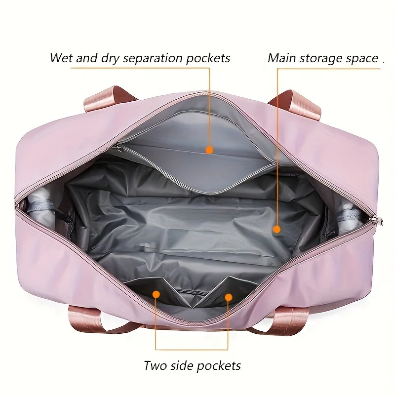 Große Damen-Reisetasche aus Nylon, Sport- und Reisetasche, leichte Handtasche, vielseitige Sporttasche im Casual-Stil – Detail 3