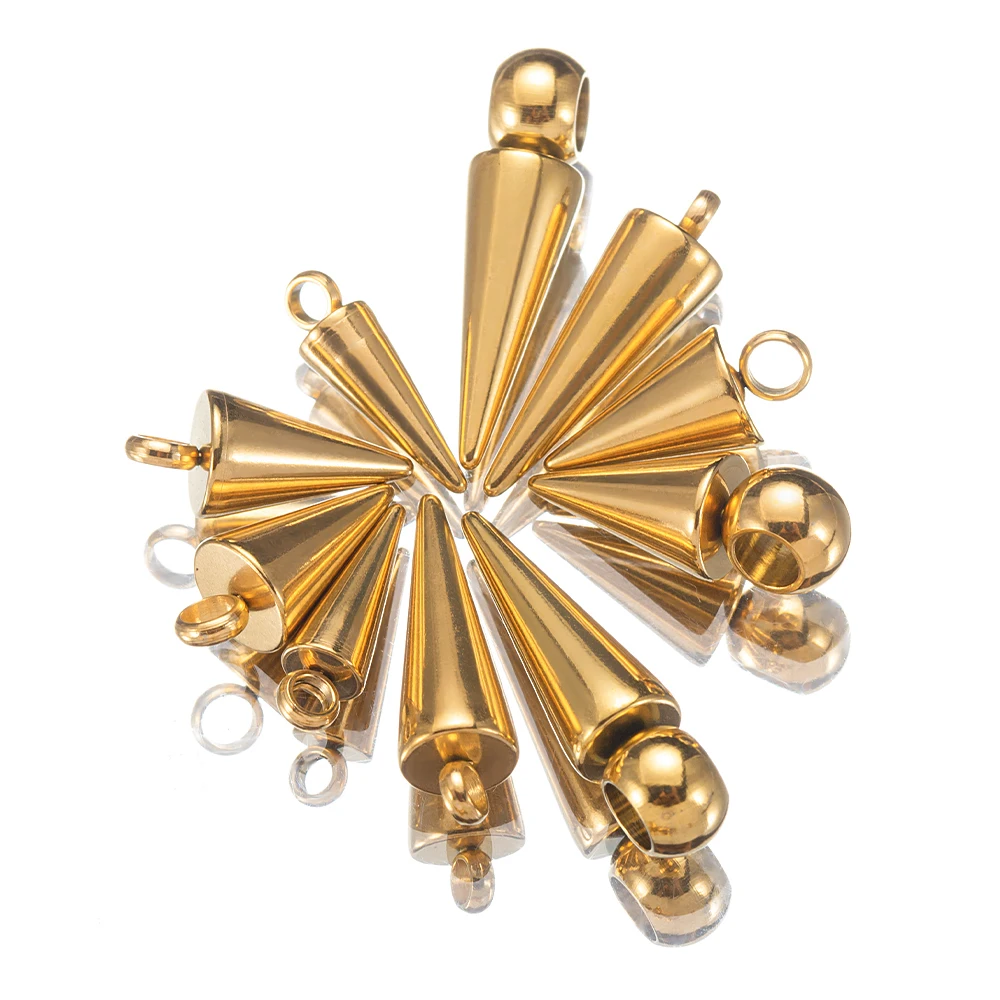 No fade 10pcs Edelstahl spitzen Kegel Spike Charms für Schmuck machen Perlen Ohrring Armband Anhänger Frauen Mann Bulk Supplies
