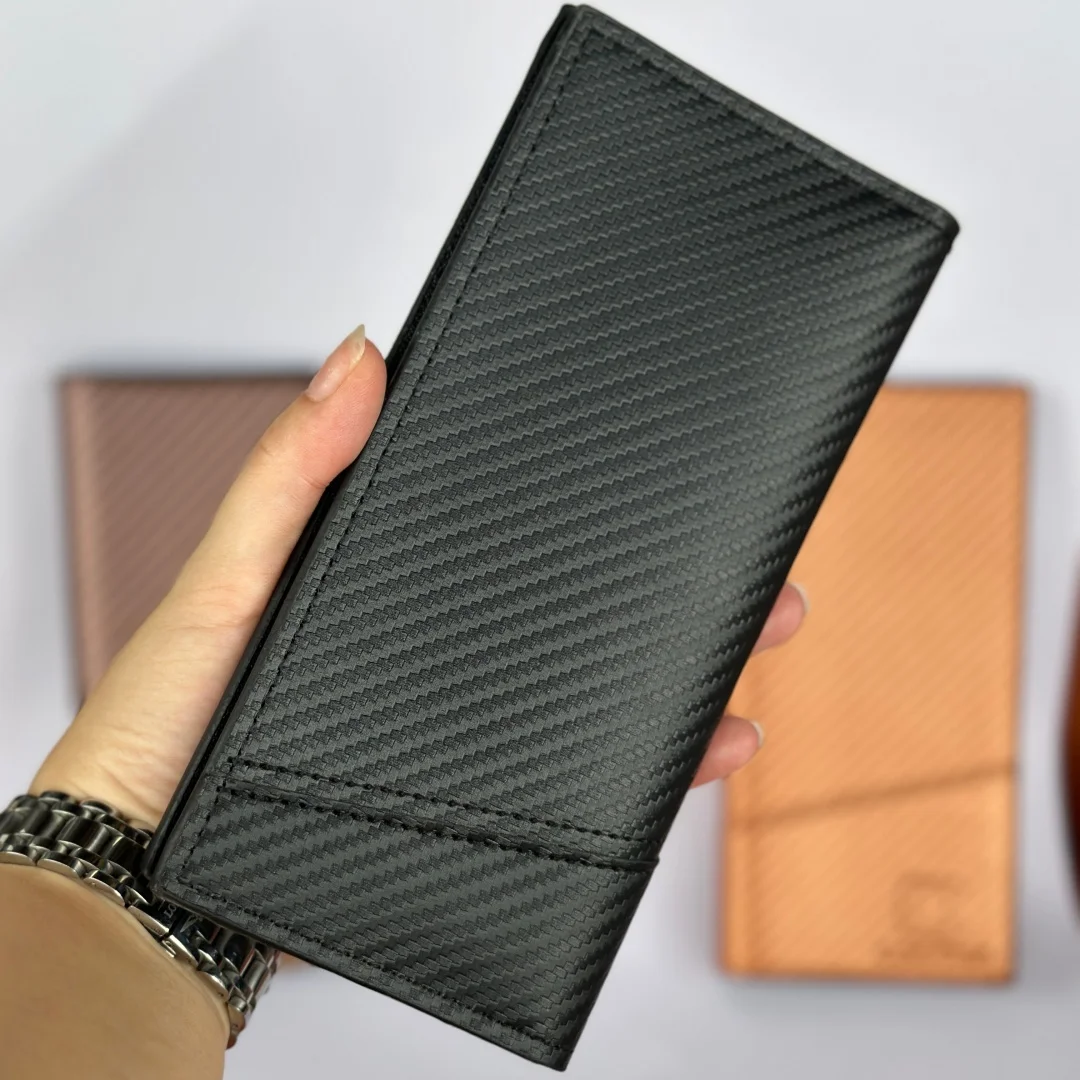 Business Men's Fashionable Thin Double-Fold Long Wallet, Multifunctional Credit Card Holder, Suitable for Daily Carrying, Simple Design
