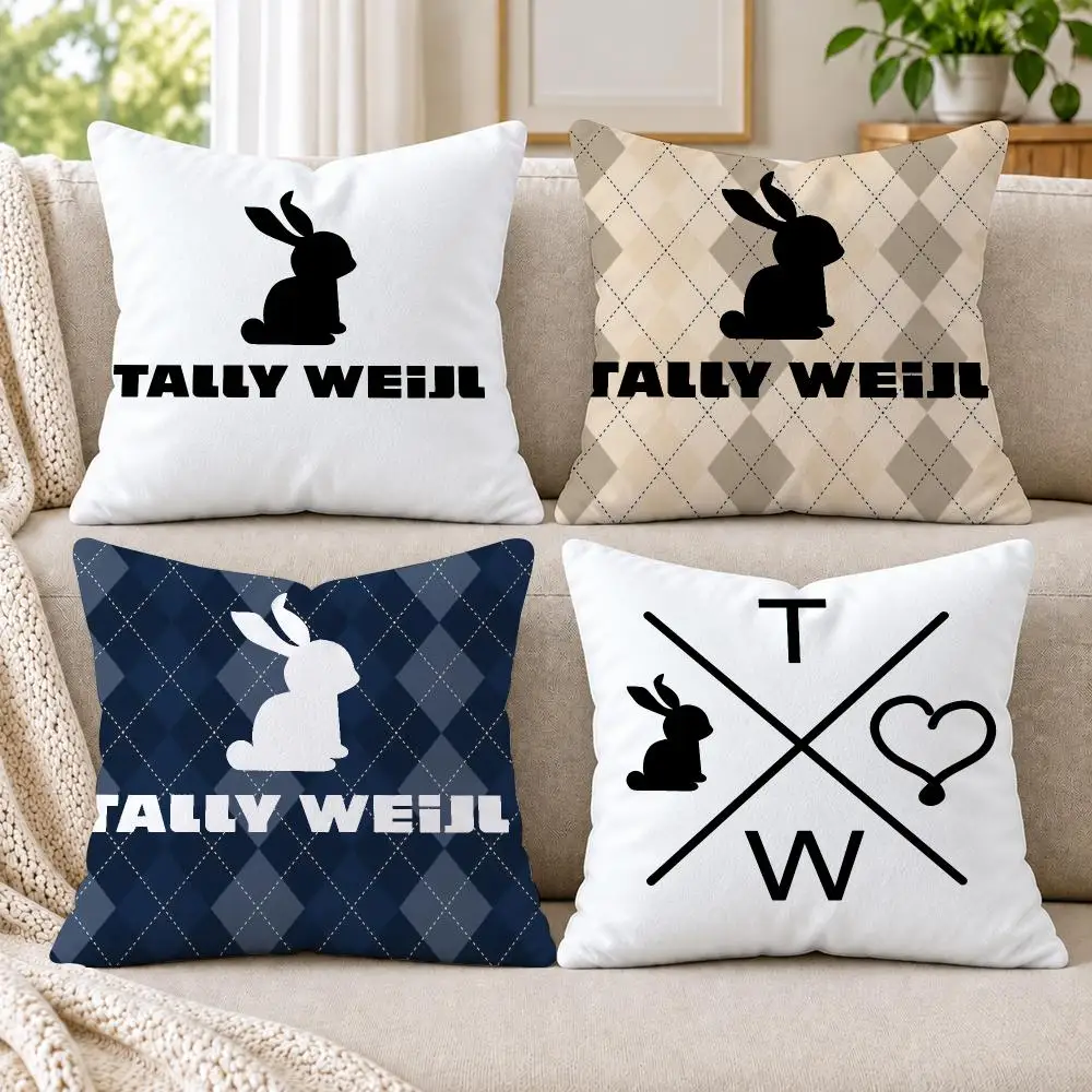 T-TallyS W-Weijl Cushion Cover Short Plush Double-Sided Printing Sofa Bedroom Pillow Case Aesthetic Home Decor