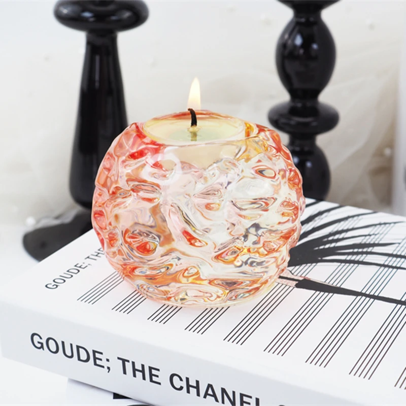 Ball Candle Holder Clay Silicone Molds DIY Handmade Ice Crystal Stone Ball Candlestick Molds Plaster Concrete Moulde