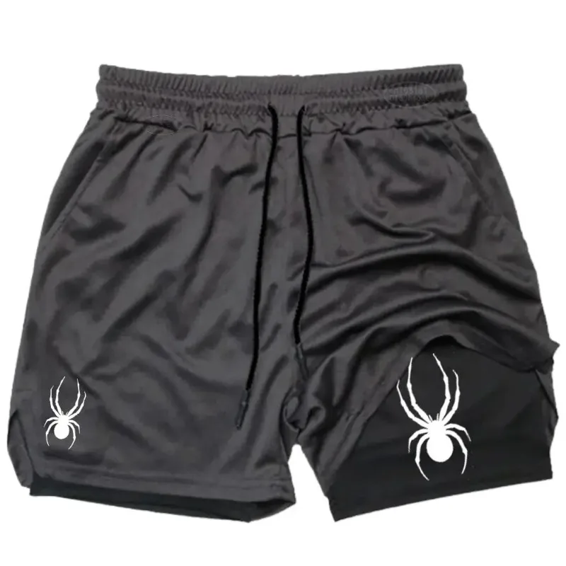 Summer for Men Shorts 2-in-1 Gym Breathable Running Jogging Casual Sportswear Quick Dry Fitness Double Layer Fashion Double Deck