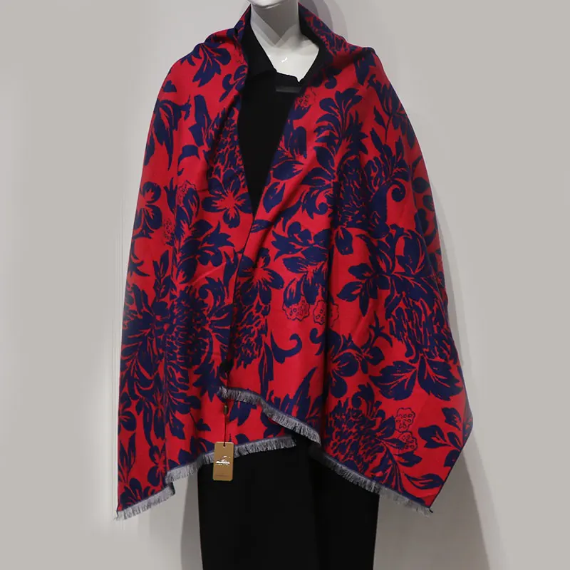 

Popular Simple and high-end Retro Imitation Cashmere Shawl Ethnic Style Travel Large Scraf Knitted Cloak
