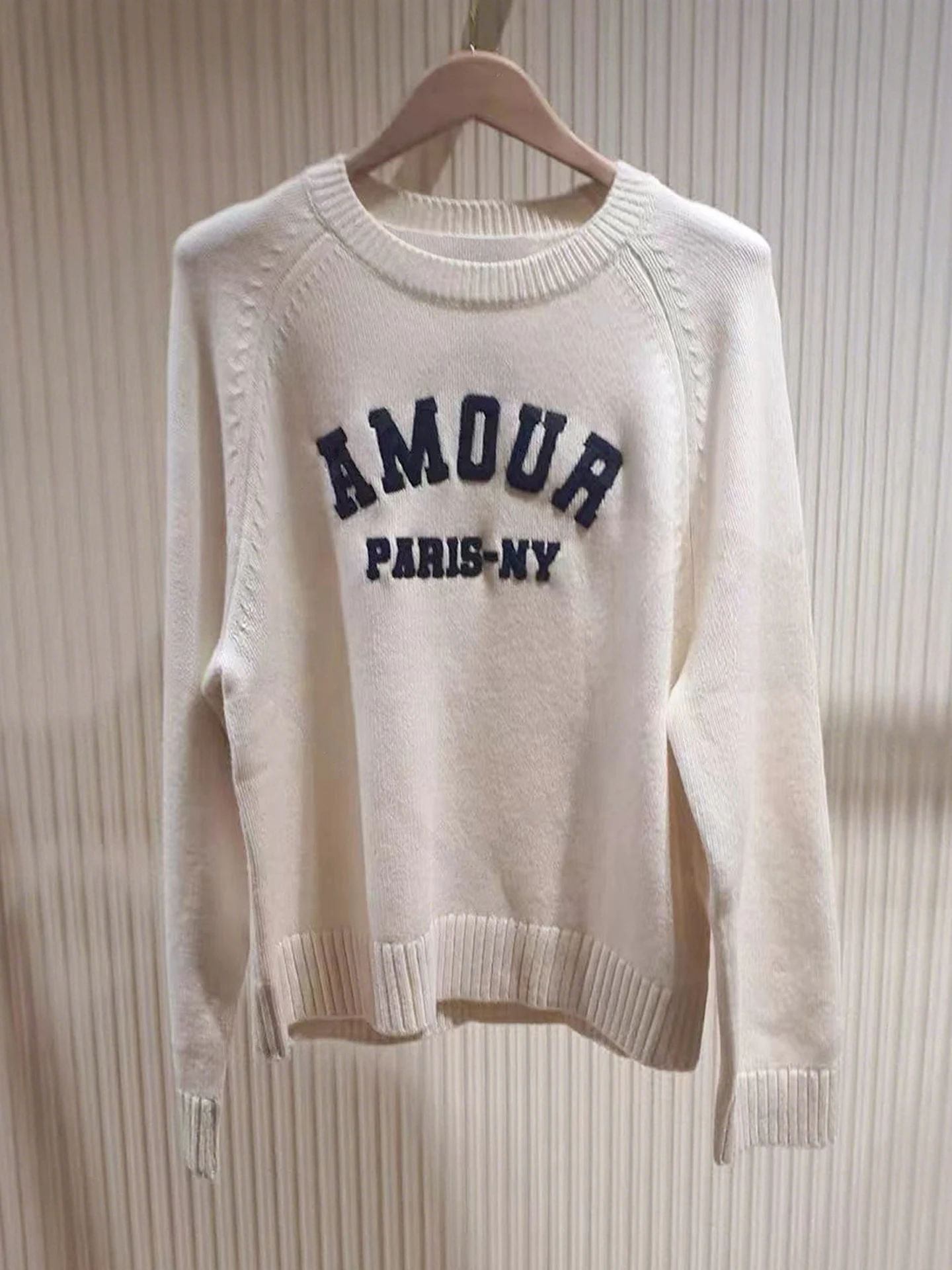 

M Home Nan You High End Women's Knitted Sweater Autumn Casual Embroidered Letter Woolen Top for Ladies Comfortable Commute Sle