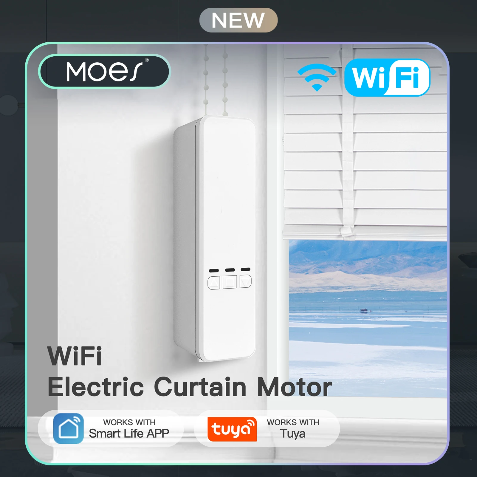 

WiFi Electric Roller Shade Motor,MOES Smart Chain Blinds Drive with RF Remote,Tuya Smart Life APP&Voice Control via Alexa/Google