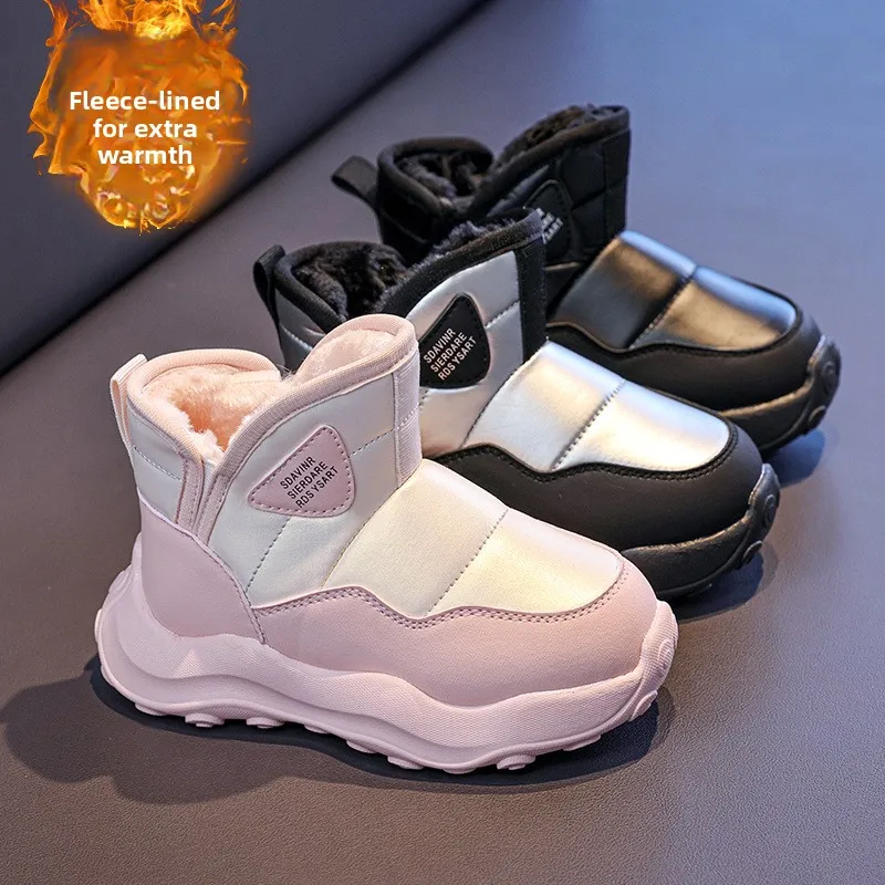 Kids Casual Boots Soft Bottom Children Cotton Boots with Thick Warm Fur 2026 Winter New Boys Girls Sports Boots Waterproof Trend