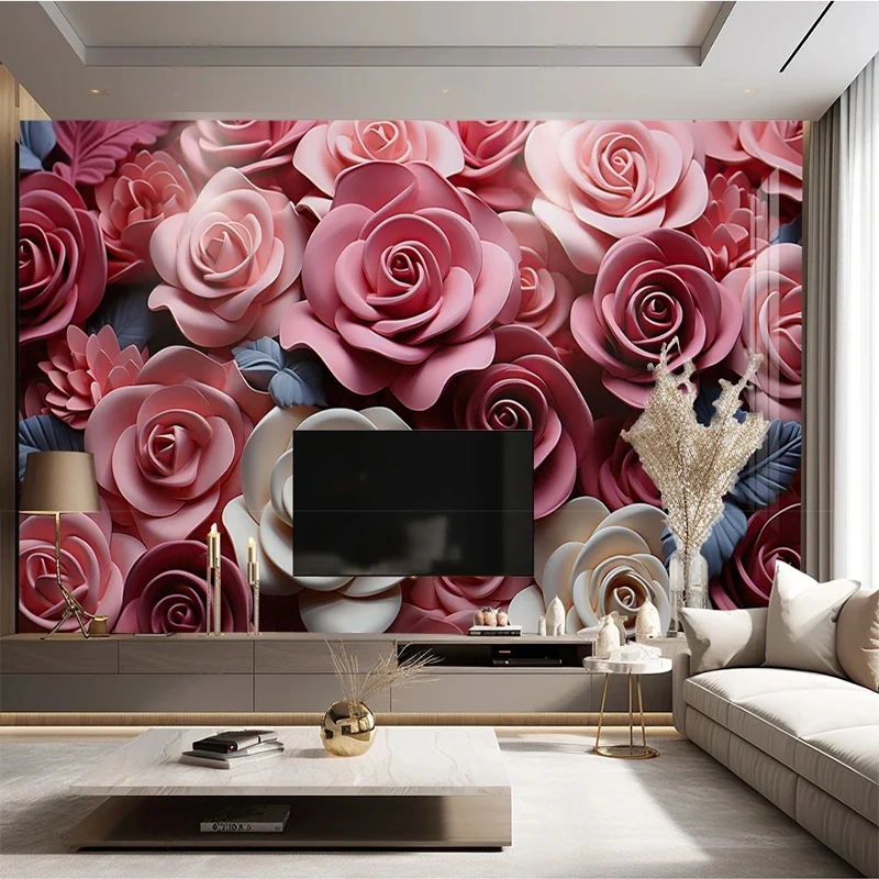 Custom Modern Creative Rose Pattern Mural 3D Modern Minimalist Wallpaper Living Room Bedroom TV Background Wall Art Decor