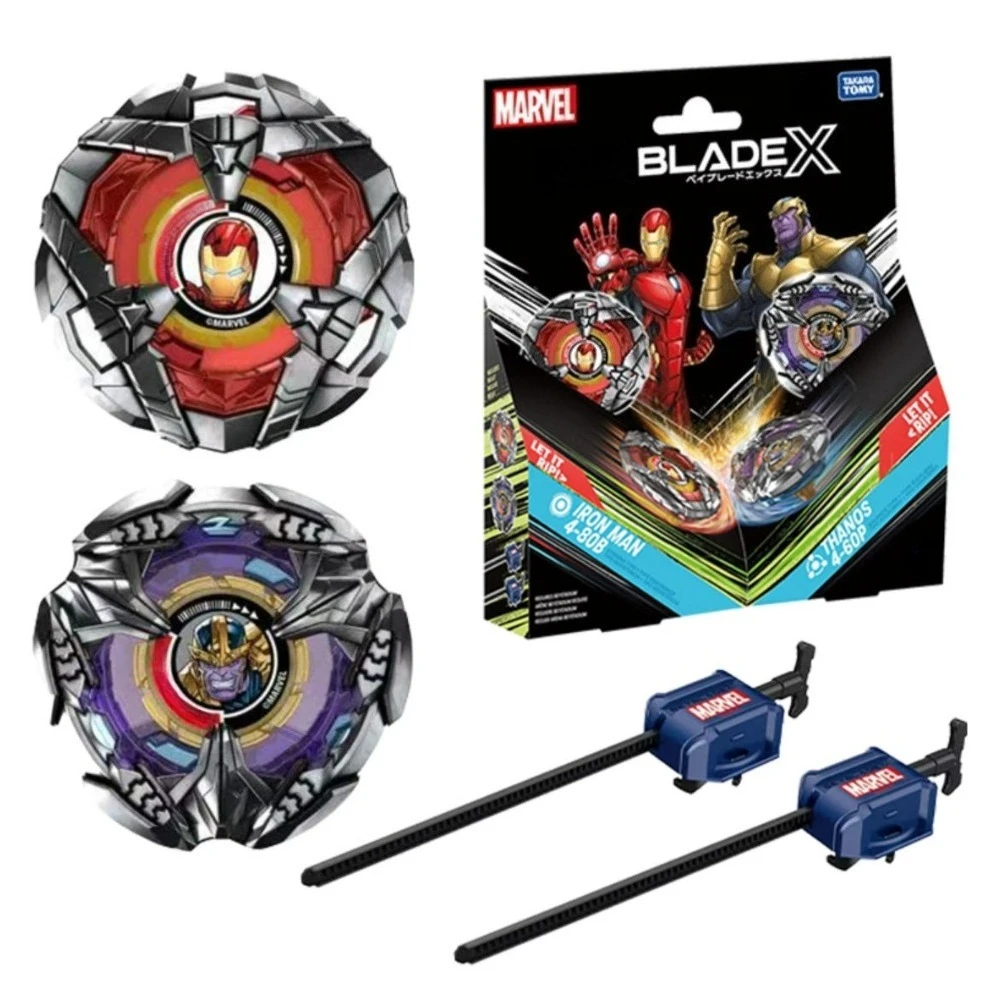 

Marvel Collab Iron Man 4-80B Vs. Thanos Multipack 4-60P Set BXG-29 Original Takara Tomy Bey X Blade CARD GAME
