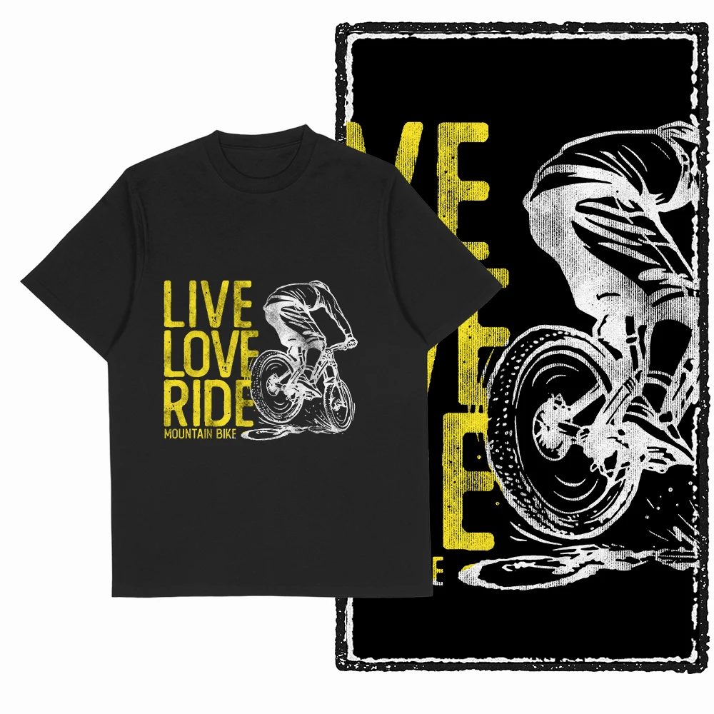 Camiseta gráfica Coolmind YIA MTB para hombre, camiseta de algodón de talla grande para hombre, camiseta novedosa negra para hombre