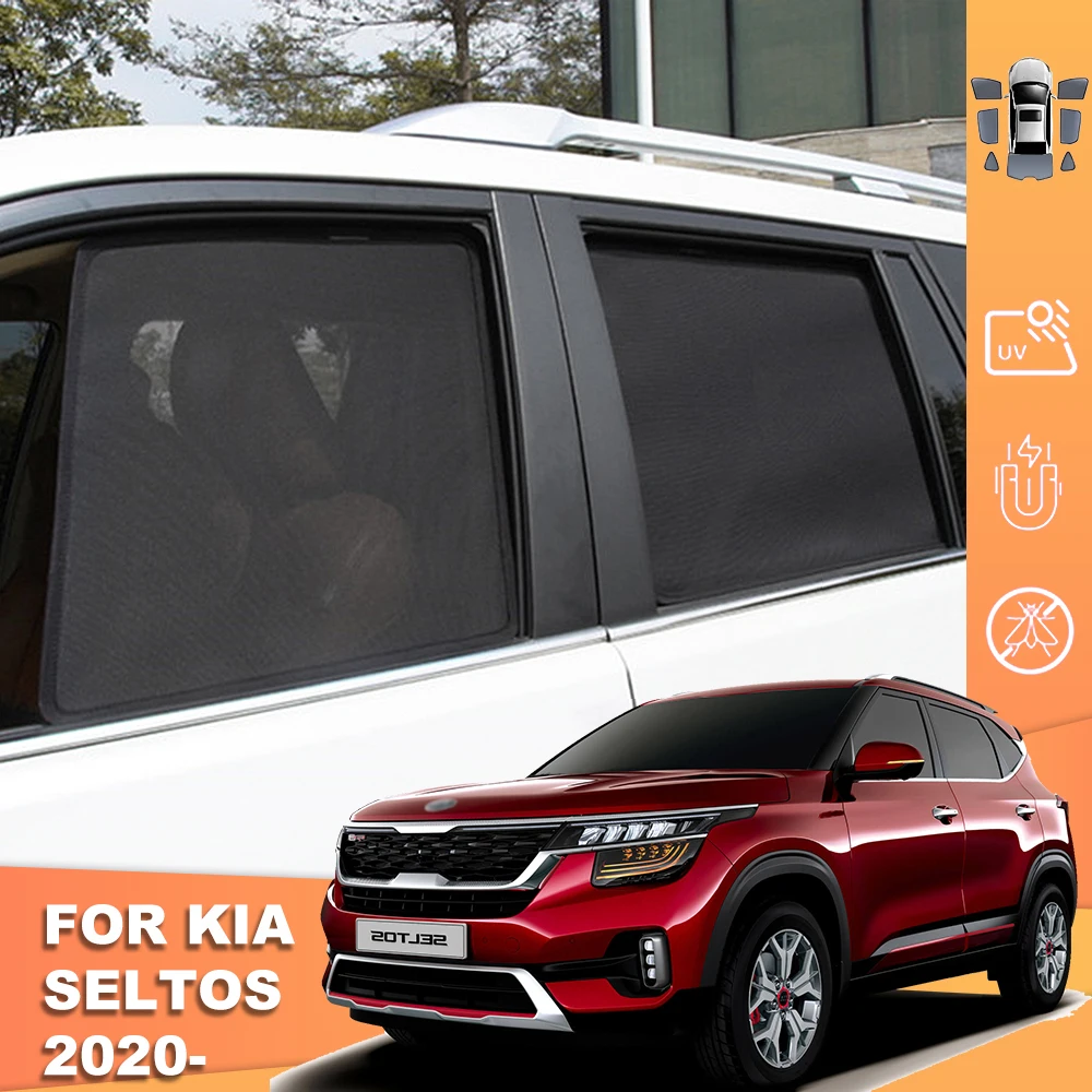 

For Kia Seltos 2020-2024 Magnetic Car Sunshade Shield Front Windshield Mesh Frame Curtain Rear Side Baby Window Sun Shade Visor