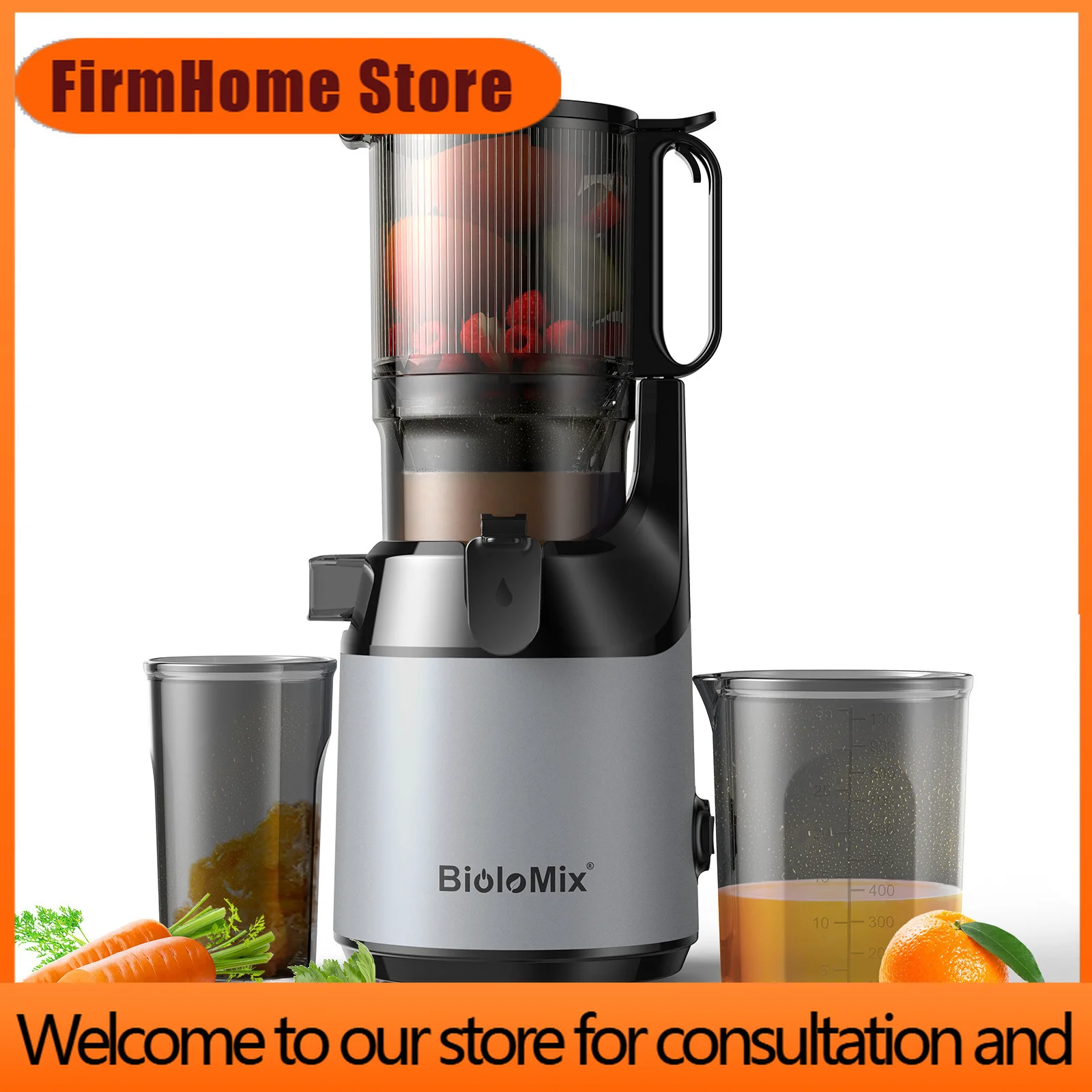 FirmHome Store130mm Ultra Wide Mouth Slow Juicer With Large Capacity For Fresh Juices