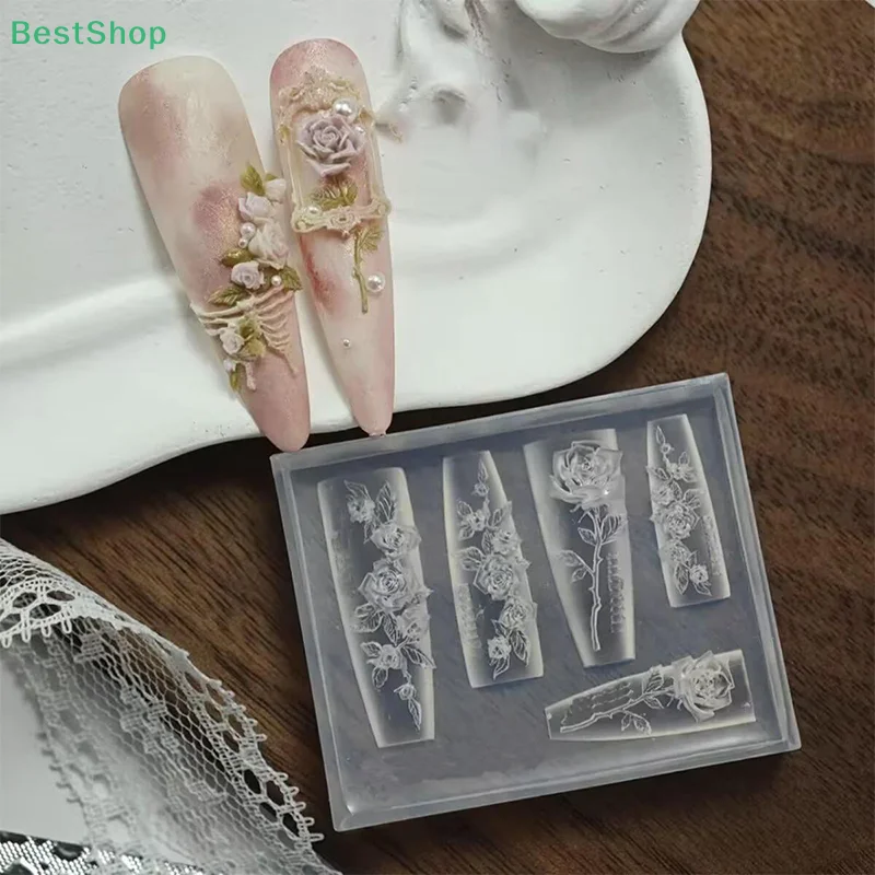 💕 3D Silikon Nail Art Form Rose Design Nail Art Dekoration Transparente Maniküre Vorlage