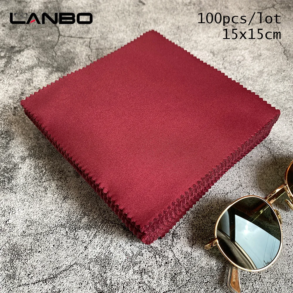 100pcs 150x150MM  Red Glasses Cleaner Burgund Microfiber Cleaning Cloth For Lens Phone Screen Cleaning Wipes Eyewear Accessories