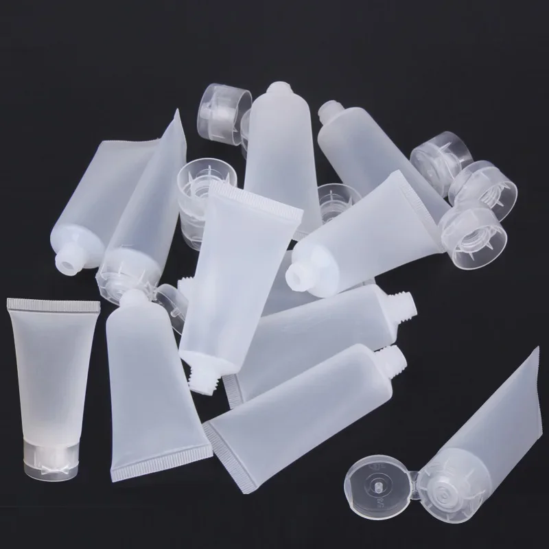 50Pcs Empty 5-100ml Cosmetic Frosted Soft Tubes with Flip Lids Refillable Hand Creams Lotion Containers Plastic Sample Bottles