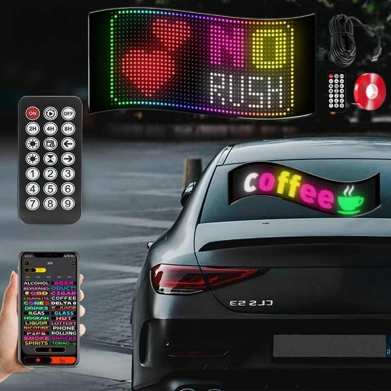 

Car LED Sign Truck Eyes RGB LED Matrix Pixel Panel Sign Animation Bluetooth App Control Flexible Scrolling Display Light