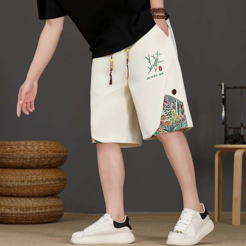 

New Chinese Sle Ice Silk Qui Dry Five-Quarter Casual Pants Men's Summer Breathable Straight Leg Spor Mid-Length orts