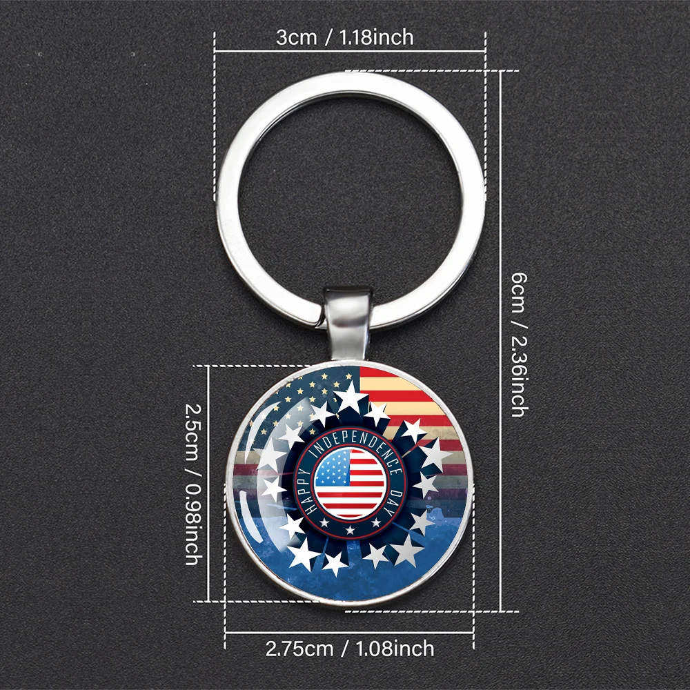 United States Flag Keychains Statue of Liberty Eagle Flag Two-Sided Pendant Key Chain USA Independence Day Jewelry Keyring Gift