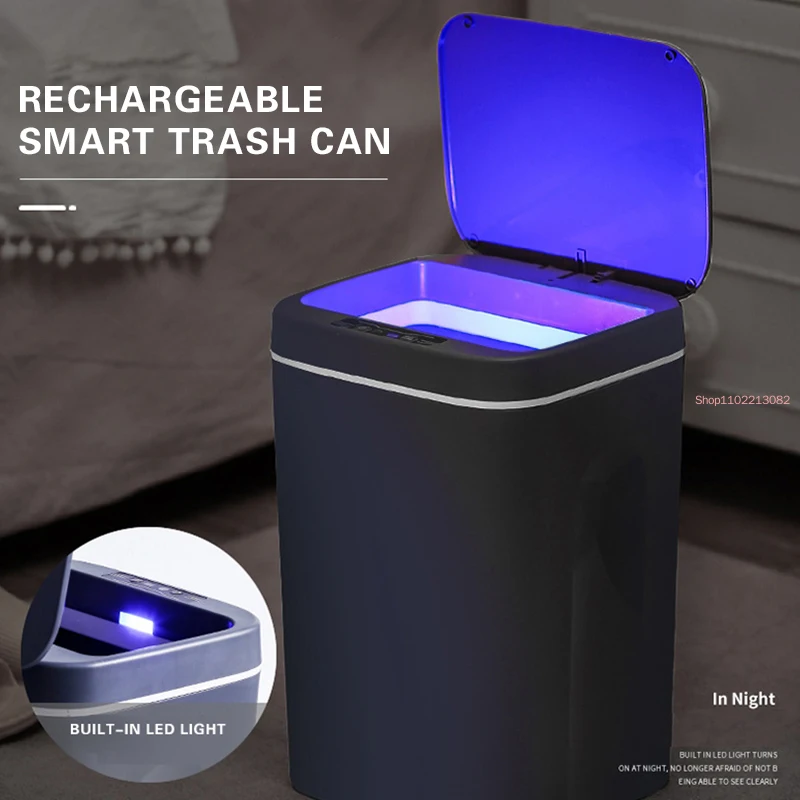 12L/14L/16L USB Charging Trash Can Automatic Sensor Dustbin Intelligent Sensor Rechargeable Electric Waste Bin Rubbish Can