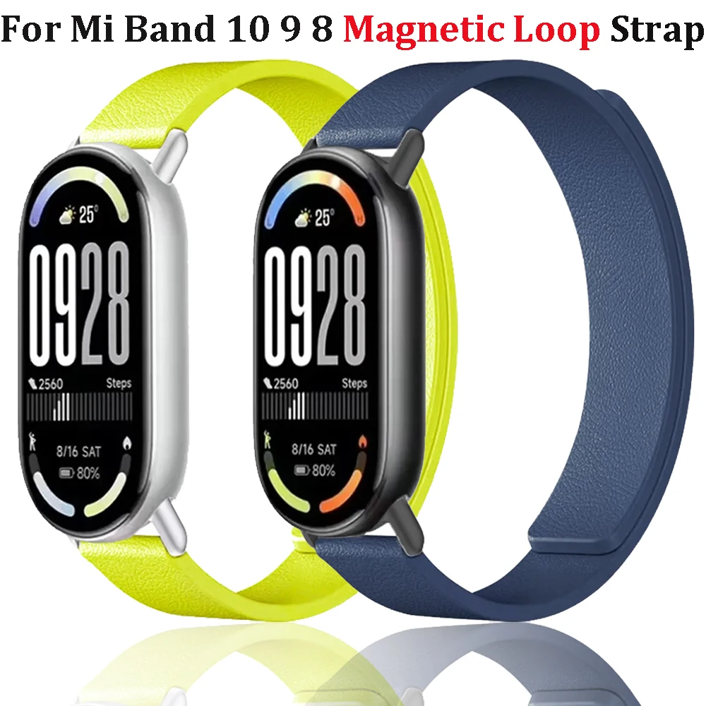 Magnetisches Silikon-Schlaufenarmband für Xiaomi Mi Band 10 9 8, sportliches, bequemes Armband, austauschbares Correa Xiaomi Band 10 Zubehör