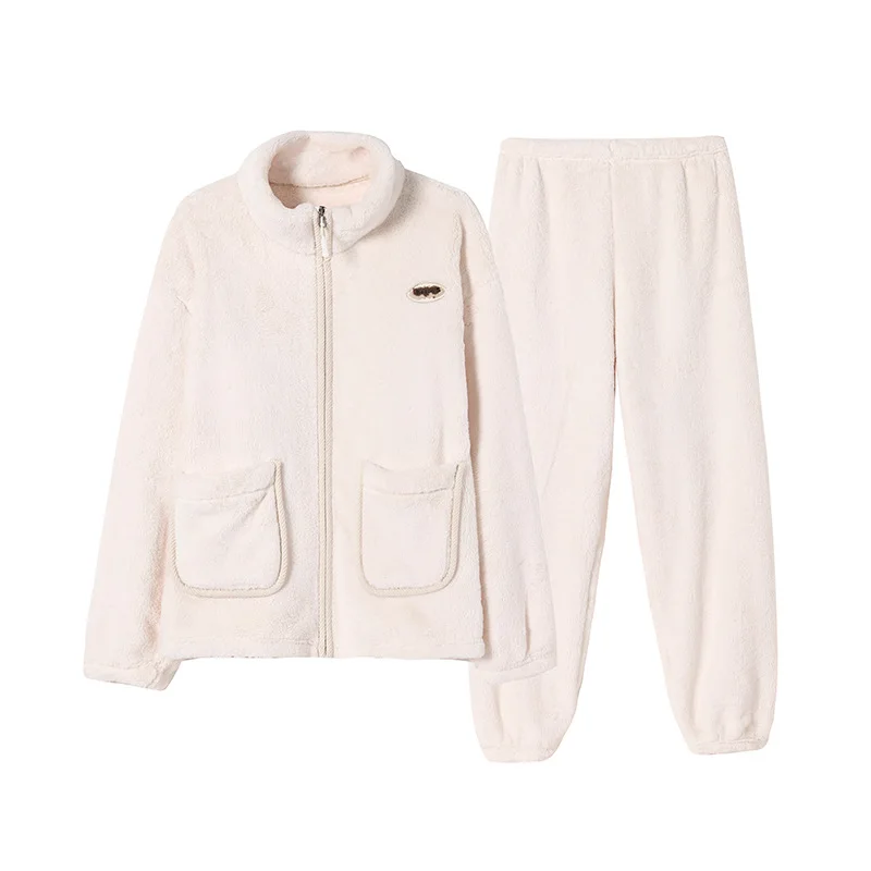 

Coral-Fleece Pajamas Extra-Thick Thermal Comfy Sleepwear Ultra-Soft Plush Flannel Loungewear Women Casual Outdoor Homewear