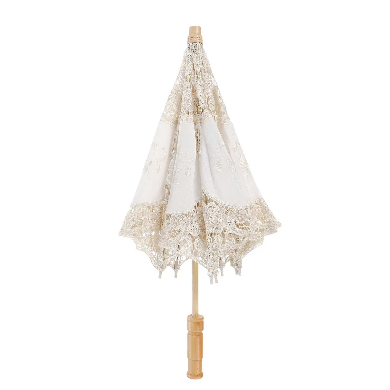 Umbrella Lace Parasol Wedding White Vintage Bridal Cotton Embroidered Photography Umbrellas Decorative Handmade Clear Tea Wooden