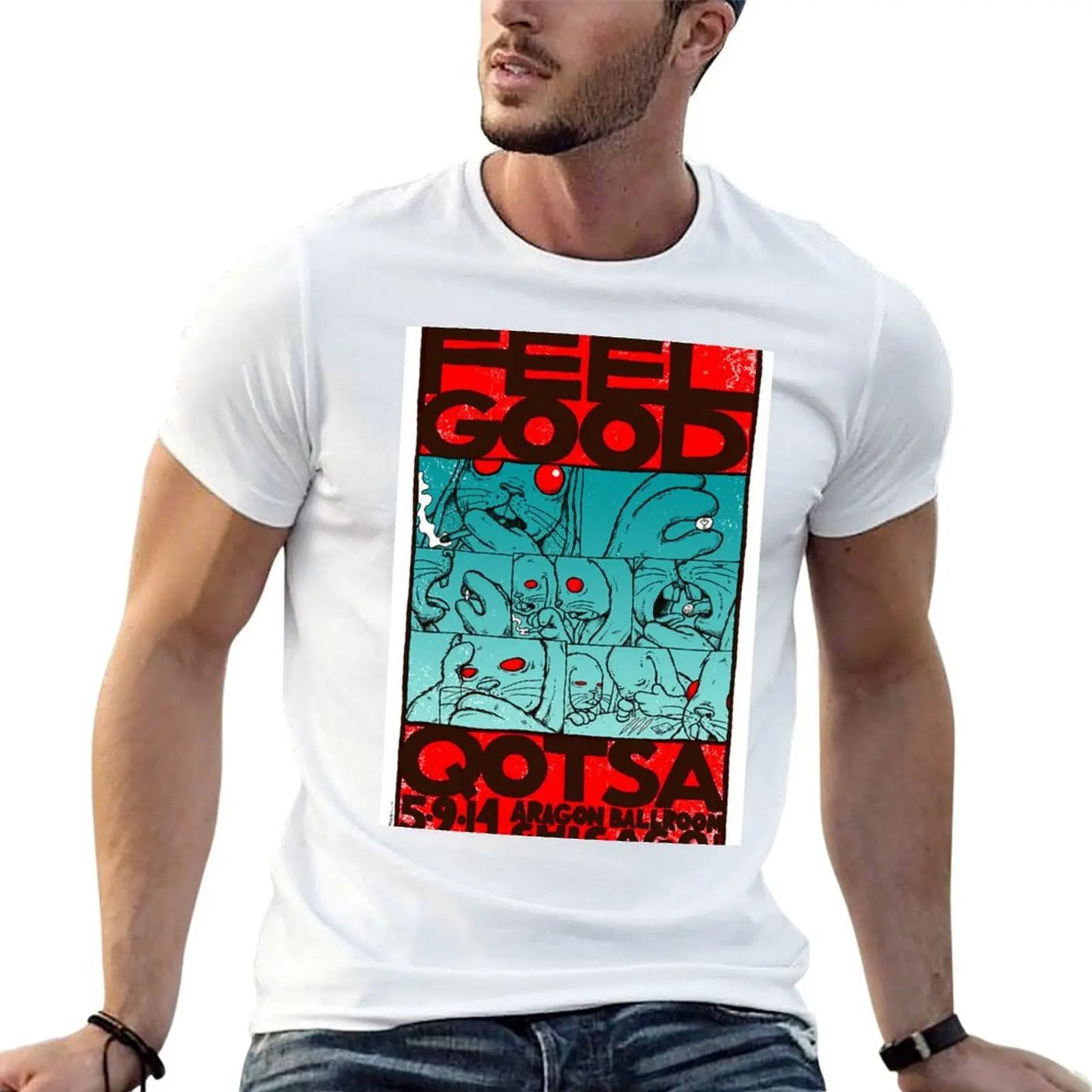 

QOtSA T-Shirt black cotton t-shirt plain for man package t shirts for man slim fit T-Shirt