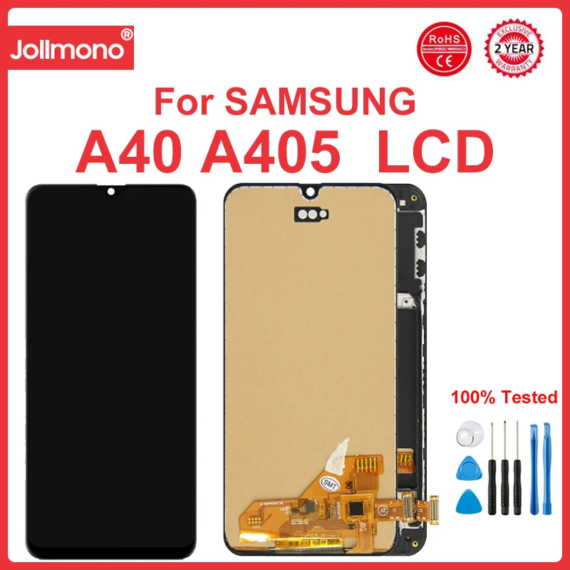 

Super AMOLED A40 Display Screen, For Samsung Galaxy A40 A405 A405F A405S LCD Display Digital Touch Screen with Frame Replacement