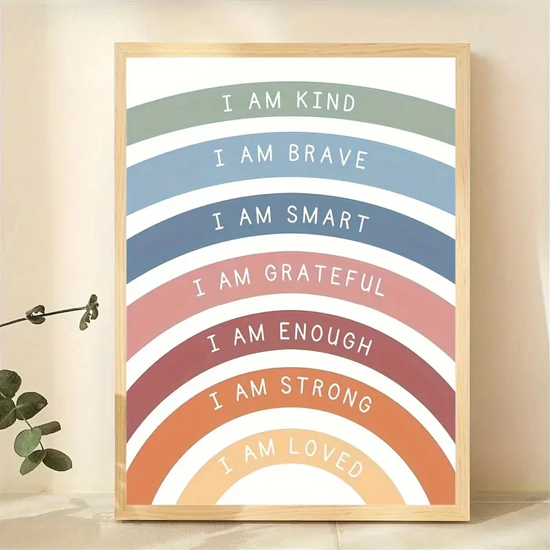 Bohemian Style Rainbow Encourages Canvas Prints Inspirational Wall Art Posters for Modern Living Room Bedroom & Classroom Decor