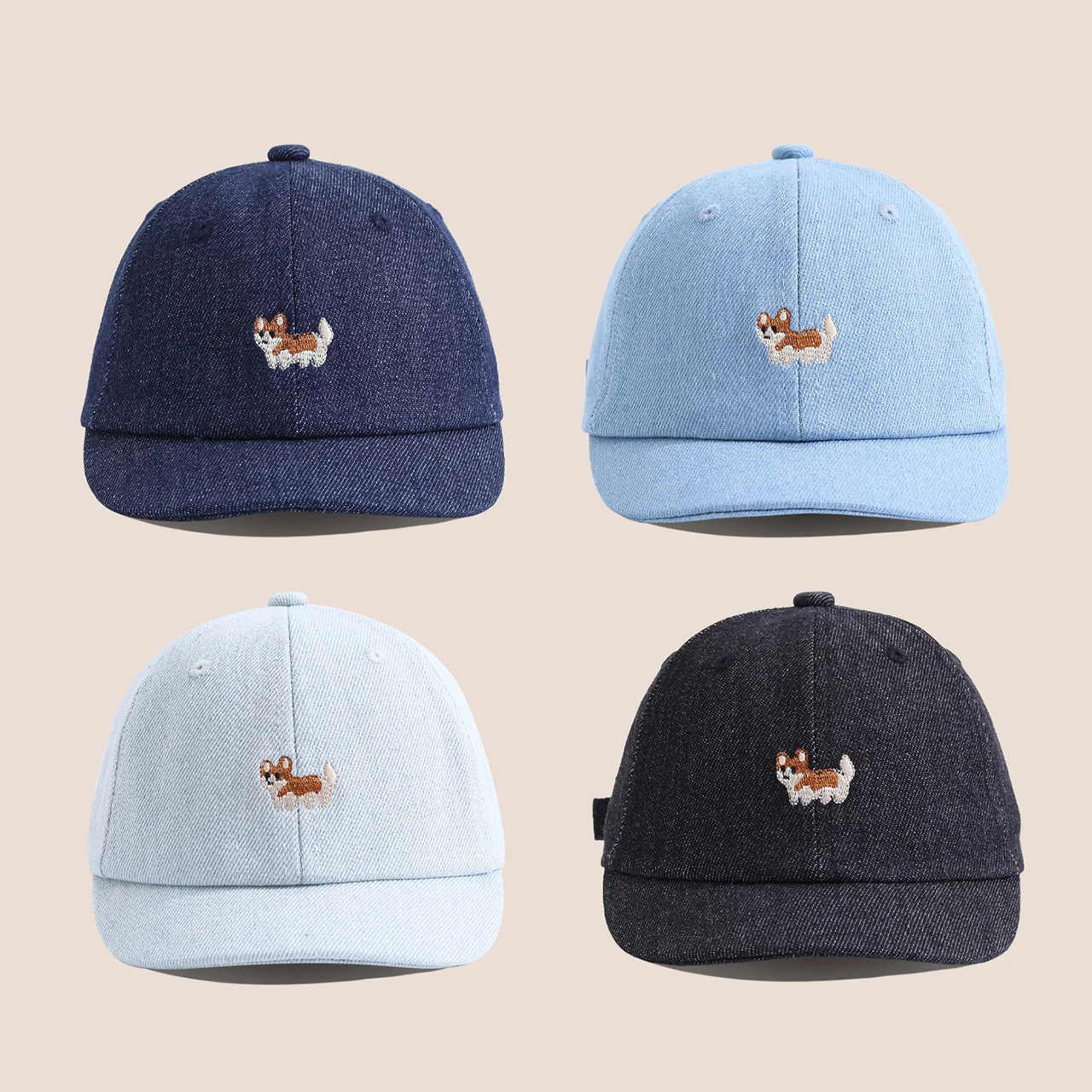 

Милая джинсовая бейсболка для малышей с вышивкой мультяшных животных, летняя кепка от солнца с коротким козырьком для детей, шапка-уточка