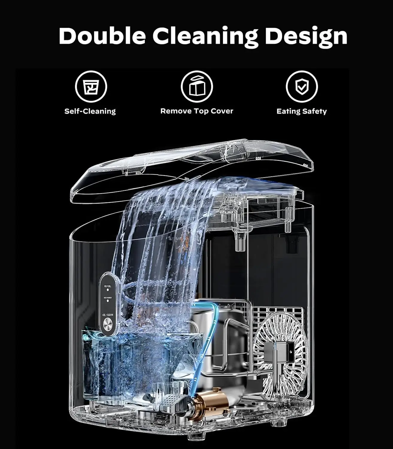 Nugget Ice Maker Countertop, Silonn Chewable Pellet Ice Machine with Self-Cleanin Function, 33lbs/24H Portable Ice Makers, Black