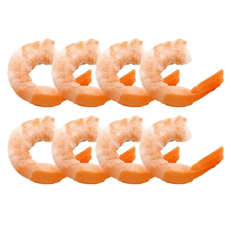 Toy Food Set 8Pcs Artificial Shrimp Figures Realistic Seafood Model Toy For Home Kitchen Market Display Party Photo Props