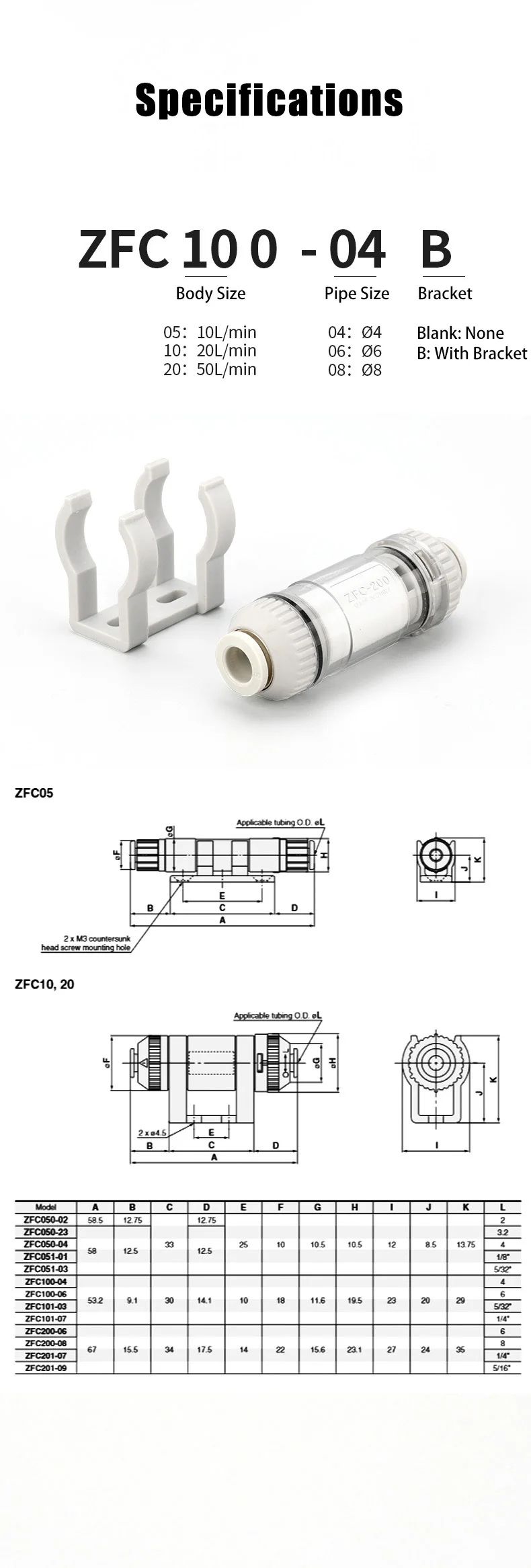 LAIZE ZFC Vakuumfilter ZFC100-06B ZFC200-08B Pneumatische Luftarmatur – Detail 2